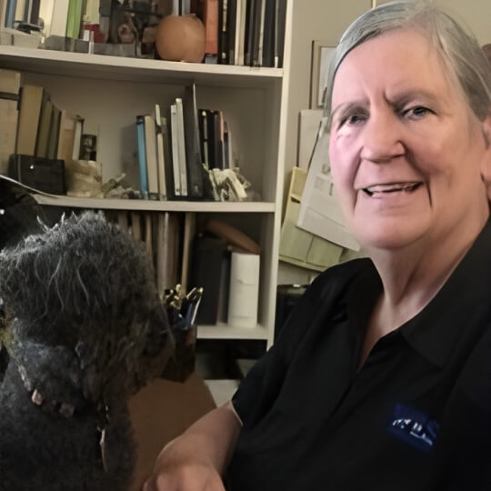Paw Patrol Dayton's June 2025 Volunteer of the month, Deb, with her dog.